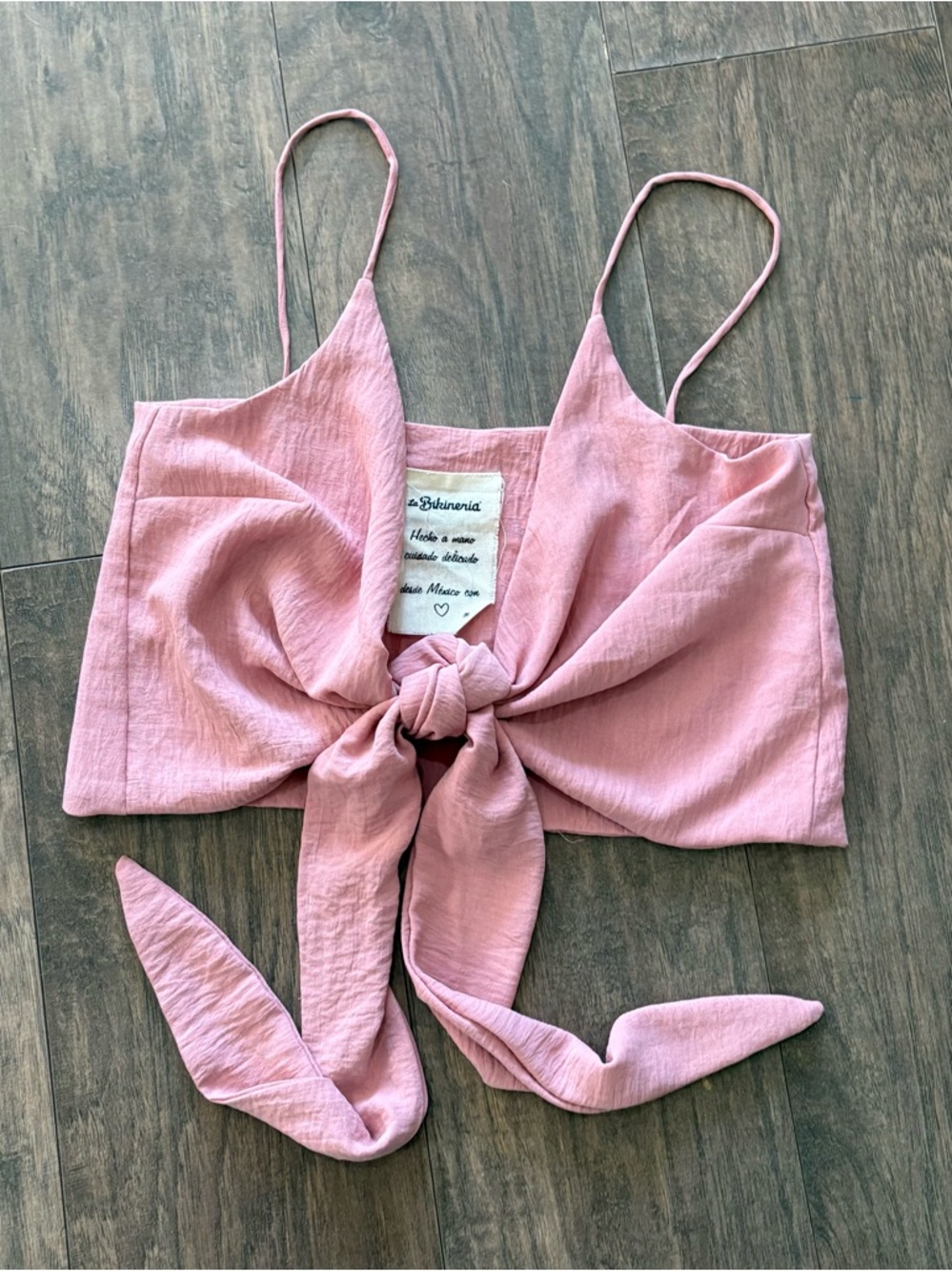 La Bikineria Blush Pink Tie-Front Crop Top